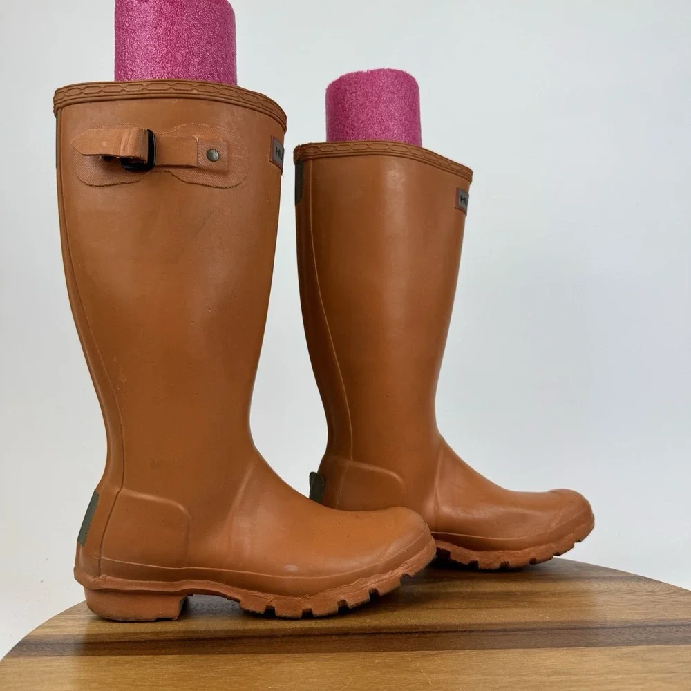 Big Kids Hunter Original Tall Orange Waterproof‎ Pull On Rain Boots Size 4 Y GUC